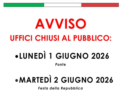 Uffici Comunali Chiusi 1 Giugno